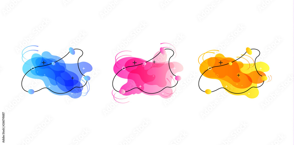 Poster gradient geometric banners with flowing liquid shapes. dynamic fluid design for logo, flyers or pres