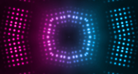 Dark abstract futuristic background. Neon lines, glow. Neon lines, shapes. Pink and blue glow