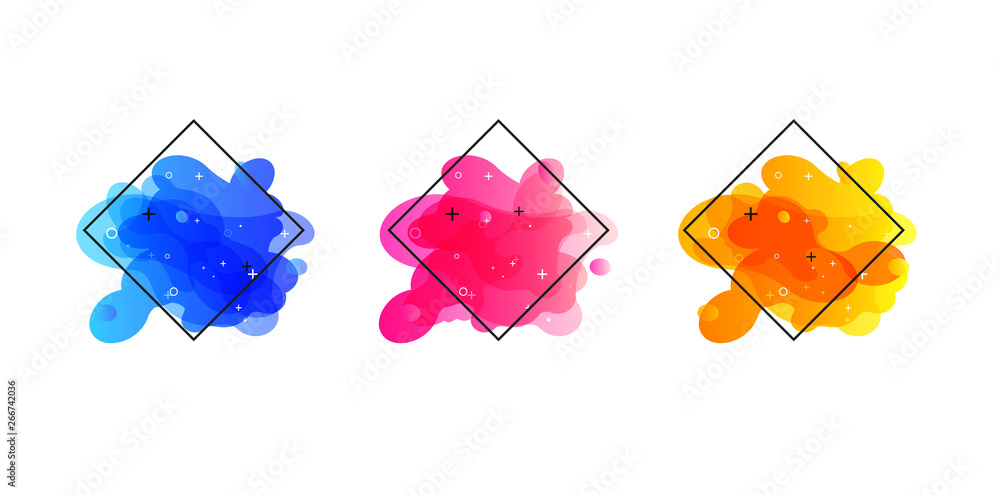 Poster gradient geometric banners with flowing liquid shapes. dynamic fluid design for logo, flyers or pres