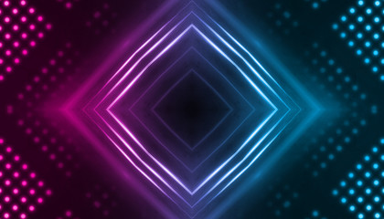 Obraz premium Dark abstract futuristic background. Neon lines, glow. Neon lines, shapes. Pink and blue glow
