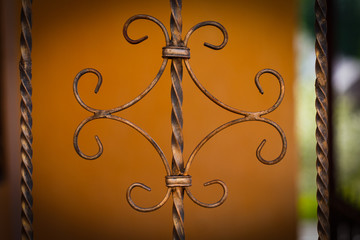 wrought-iron gates, ornamental forging, forged elements close-up