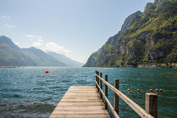 Summer view over of lake Garda in Italy, Europe. Beautiful landscape with lake.