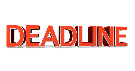 3D illustration of DEADLINE on white background. 
