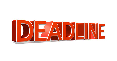 3D illustration of DEADLINE on white background. 