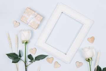 White roses with a frame