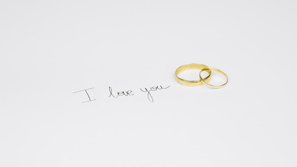 Wedding rings with a romantic message