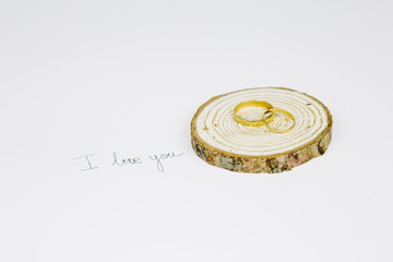 Wedding rings with a romantic message