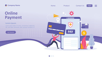 Online Payment concept, People character transfer money with atm on smartphone. Suitable for web landing page, ui, mobile app, banner template. Vector Illustration 