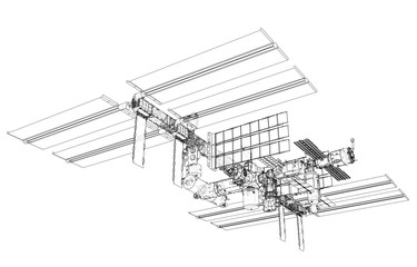 International Space Station Outline. Vector