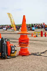 traffic cones on the road