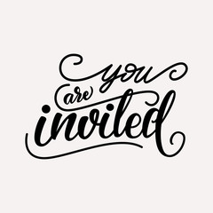 You are invited - wedding lettering design. Vector illustration.