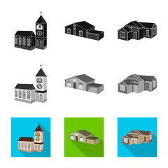 Isolated object of facade and housing sign. Collection of facade and infrastructure vector icon for stock.