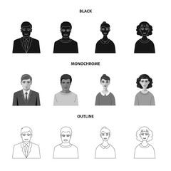 Vector illustration of hairstyle and profession  symbol. Collection of hairstyle and character  stock symbol for web.