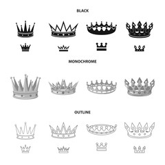 Vector design of medieval and nobility sign. Set of medieval and monarchy stock vector illustration.