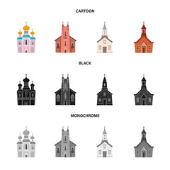 Fototapeta premium Vector design of cult and temple icon. Set of cult and parish stock symbol for web.
