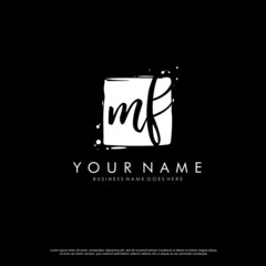 M F MF initial square logo template vector