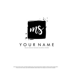 M S MS initial square logo template vector