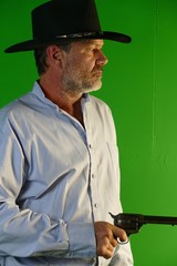 cowboy gunfighter black hat Colt revolver