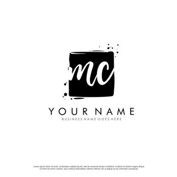 M C MC Initial Square Logo Template Vector