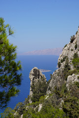 Fototapeta na wymiar Picturesque views on cliffs of Rhodes island, Greece