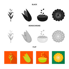 Vector design of cornfield and vegetable sign. Collection of cornfield and vegetarian vector icon for stock.