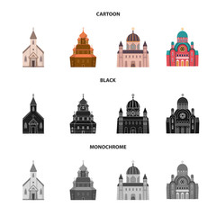 Vector design of cult and temple sign. Collection of cult and parish vector icon for stock.
