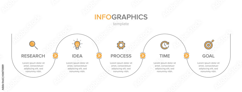 Aufkleber infographic design with icons and 5 options or steps. thin line vector. infographics business concep