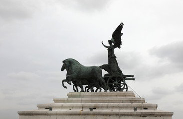 Naklejka premium statue on the famous monument called VITTORIANO in Rome Italy
