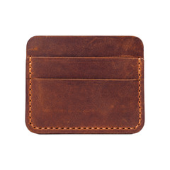 Leather accessories on a white background, wallets, "Crazy Horse" isolated