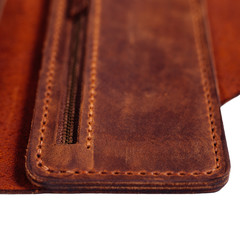 Leather accessories on a white background, wallets, "Crazy Horse" isolated