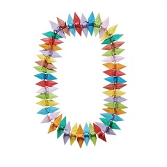 折り紙を並べて作った白バックの数字の０