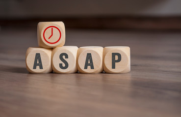 Würfel mit ASAP As soon as possible