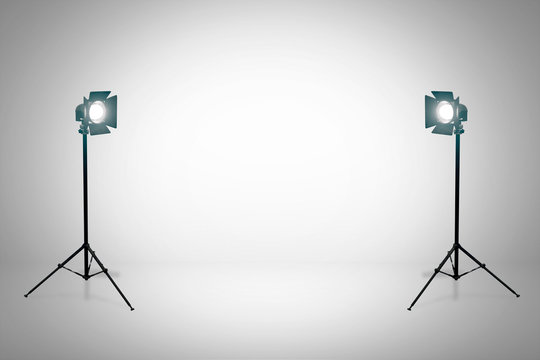 White studio with spotlight. Studio setup with white background. 3d render