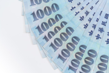 1000 New Taiwan Dollars isolated on white background