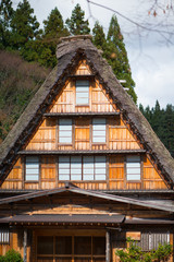 Fototapeta na wymiar Traditional gassho-zukuri house in autumn season at Shirakawa-go,Japan