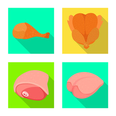 Vector design of product and poultry icon. Set of product and agriculture    stock vector illustration.