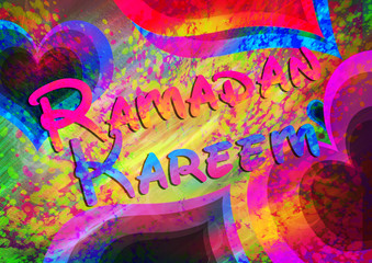 Ramadan Kareem  greeting card design. colorful background 