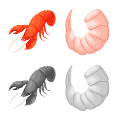 Vector design of appetizer and ocean icon. Set of appetizer and delicacy stock symbol for web.