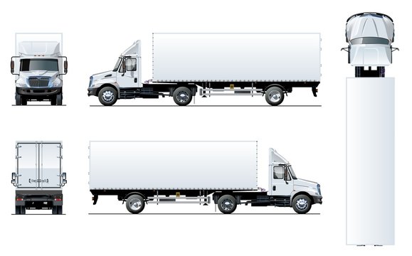 Vector semi truck template isolated on white