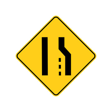 USA traffic road signs.right lane ends ahead.if you are in the right - hand lane,you must merge safely with traffic in the lane to the left . vector illustration
