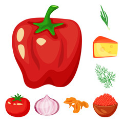 Vector illustration of food  and flavors logo. Collection of food  and ingredient  vector icon for stock.