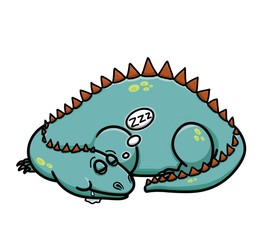 Dinosnore- Cute sleeping dinosaur illustration © Claire Williams Art