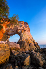 Sea coast of Laem Chamuk Khwai in sunset