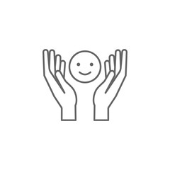 Obraz premium Hand, smile, friends icon. Element of friendship icon. Thin line icon for website design and development, app development. Premium icon