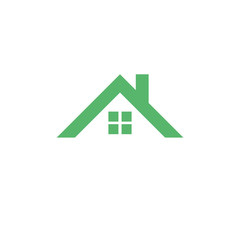 Green home icon on white background