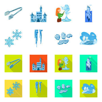 Vector illustration of texture  and frozen  logo. Collection of texture  and transparent  vector icon for stock.