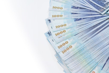 1000 New Taiwan Dollars isolated on white background