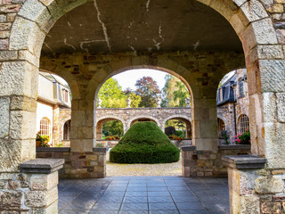 Fototapeta na wymiar September Farnieres Castle Gardens in Vielsalm, Belgium