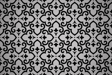 Flower geometric pattern. Seamless vector background. Black ornament. Ornament for fabric, wallpaper, packaging. Decorative print