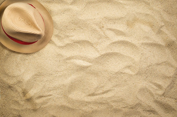 Fototapeta na wymiar Summer holiday beach background with hat